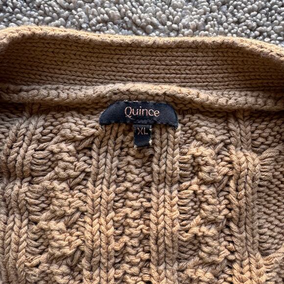 Quince Women’s 100% Organic Cotton Oversized Cable Camel Cardigan Size XL - Picture 2 of 8